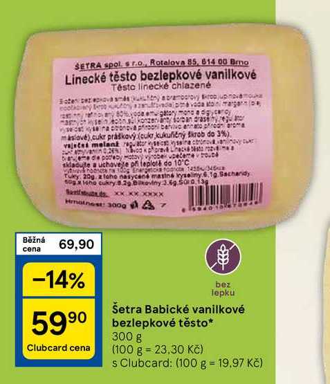 Šetra Babické vanilkové bezlepkové těsto, 300 g