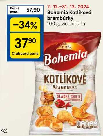 Bohemia Kotlíkové brambůrky, 100 g