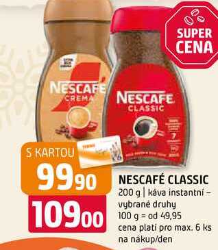 Nescafé classic 200g, vybrané druhy