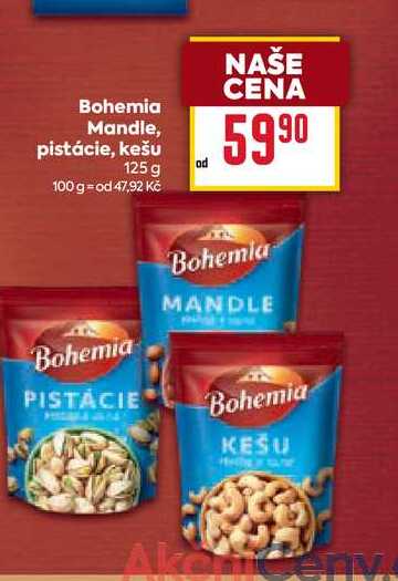 Bohemia Mandle, pistácie, kešu 125 g 