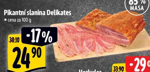 Pikantní slanina Delikates, cena za 100 g 