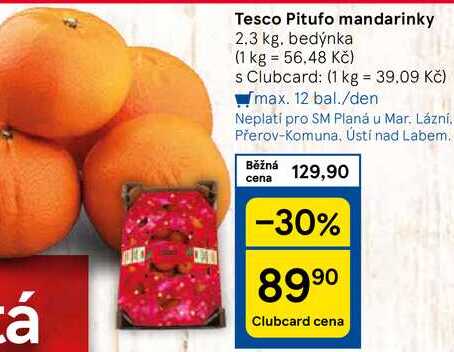 Tesco Pitufo mandarinky, 2.3 kg. bedýnka 