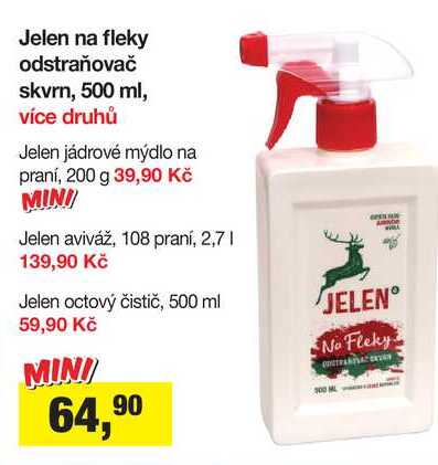 Jelen na fleky odstraňovač skvrn, 500 ml, více druhů 