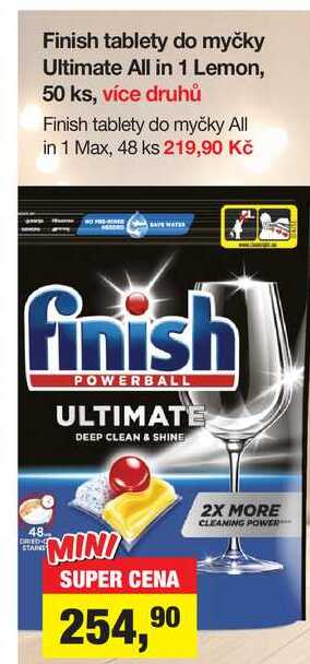 Finish tablety do myčky Ultimate All in 1 Lemon, 50 ks, více druhů 