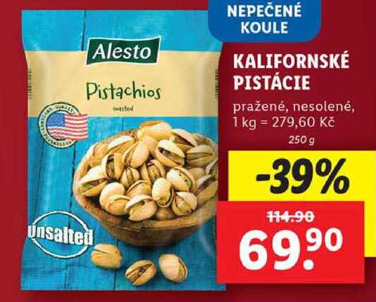 KALIFORNSKÉ PISTÁCIE, 250 g