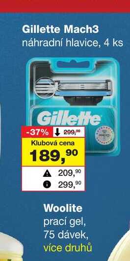 Gillette Mach3 náhradní hlavice, 4 ks 