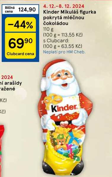 Kinder Mikuláš figurka pokrytá mléčnou čokoládou, 110 g 