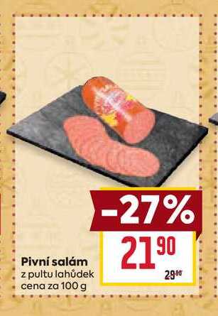 Pivní salám z pultu lahůdek cena za 100g