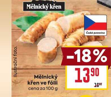 Mělnický křen ve fólii cena za 100g