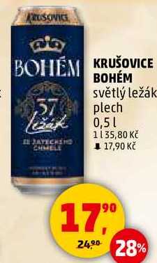 KRUŠOVICE BOHÉM světlý ležák plech, 0,5 l 