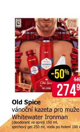 Old Spice vánoční kazeta pro muže Whitewater Ironman (deodorant ve spreji 150 ml, sprchový gel 250 ml, voda po holení 100 ml)