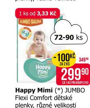 Happy Mimi JUMBO Flexi Comfort dětské plenky, různé velikosti 