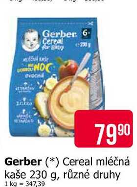 Gerber Cereal mléčná kaše 230 g, různé druhy 