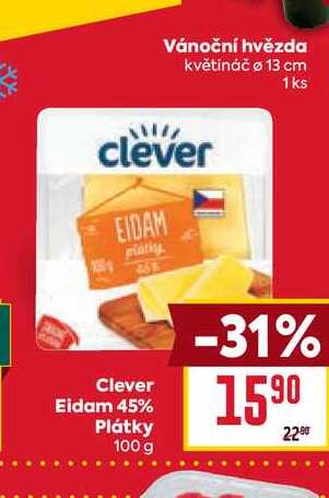 Clever Eidam 45% Plátky 100 g