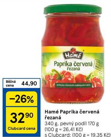 Hamé Paprika červená řezaná, 340 g