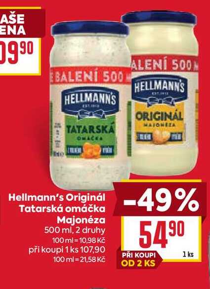 Hellmann's Originál Tatarská omáčka 500 ml