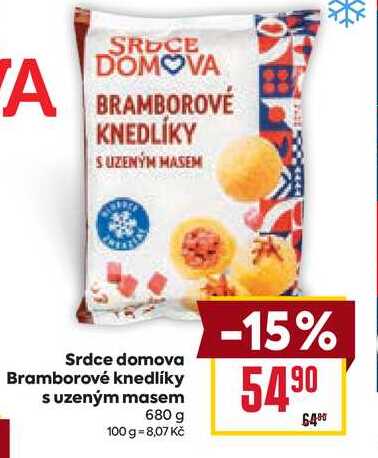 Srdce domova Bramborové knedlíky s uzeným masem 680 g 