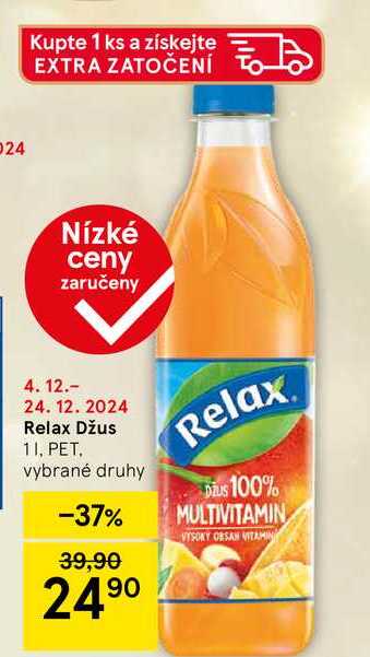 Relax Džus, 1 l, PET. vybrané druhy