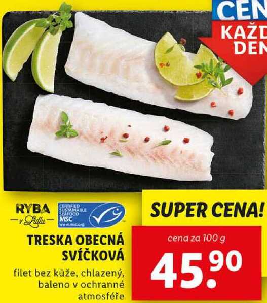 TRESKA OBECNÁ SVÍČKOVÁ, cena za 100 g 