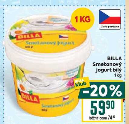 BILLA Smetanový jogurt bílý klub 1kg 