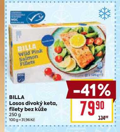 BILLA Losos divoký keta, filety bez kůže 250 g 