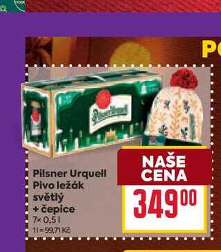 Pilsner Urquell Pivo ležák světlý + čepice 7x 0,5l