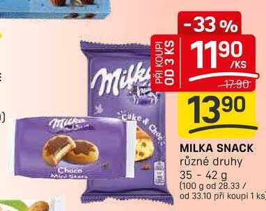 MILKA SNACK různé druhy 35-42 g 