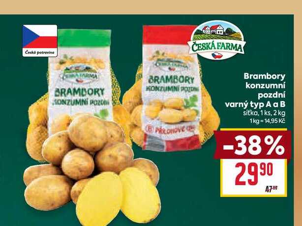 Brambory konzumní pozdní varný typ A a B síťka, 1 ks, 2 kg 