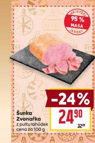 Šunka Zvonařka z pultu lahůdek cena za 100 g