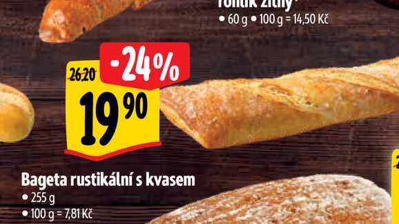   Bageta rustikální s kvasem 255 g 