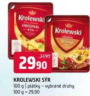 Krolewski sýr 100g, vybrané druhy