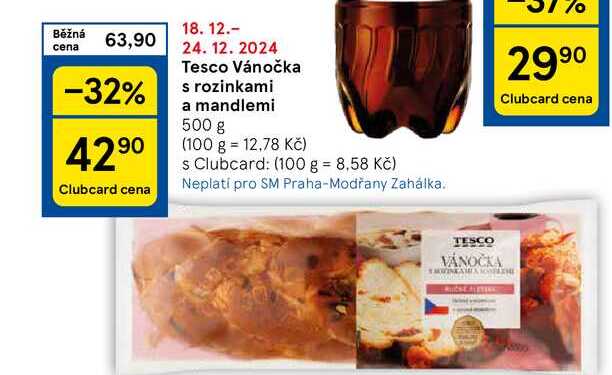 Tesco Vánočka s rozinkami a mandlemi, 500 g