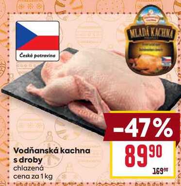 Vodňanská kachna s droby chlazená cena za 1 kg 