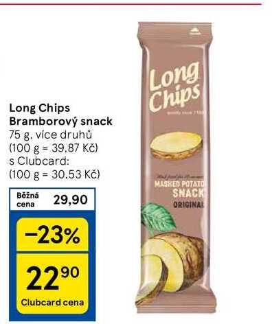 Long Chips Bramborový snack, 75 g. více druhů 