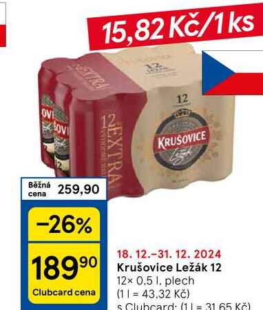 Krušovice Ležák 12, 12× 0.5 l, plech 