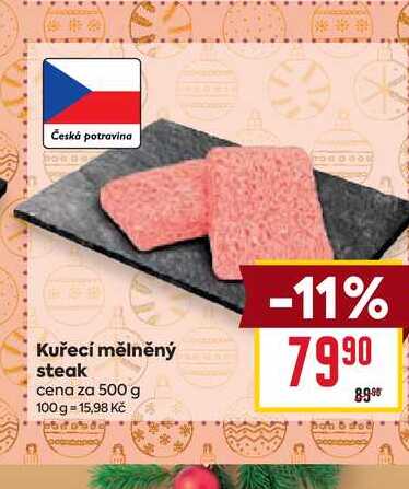 Kuřecí mělněný steak cena za 500 g 