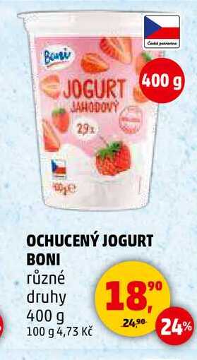 OCHUCENÝ JOGURT BONI různé druhy, 400 g 