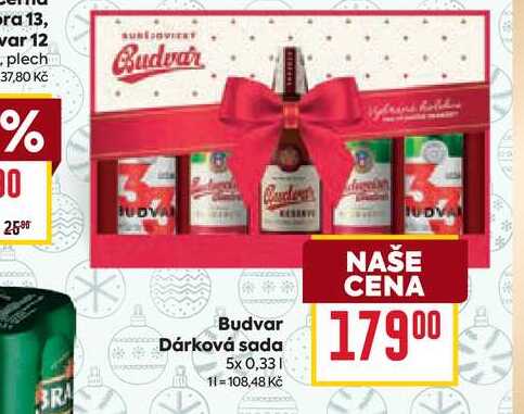 Budvar Dárková sada 5x 0,33l