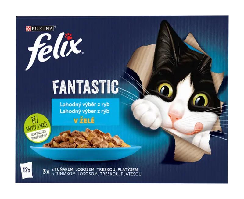 Felix Kapsička pro kočky Fantastic výběr s lososem, platýsem, s tuňákem, s treskou multipack 12 x 85g, 1020 g