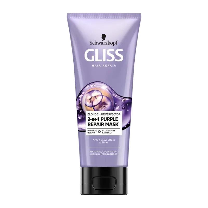 Gliss Maska na vlasy Blonde Perfector fialová 2v1, 200 ml