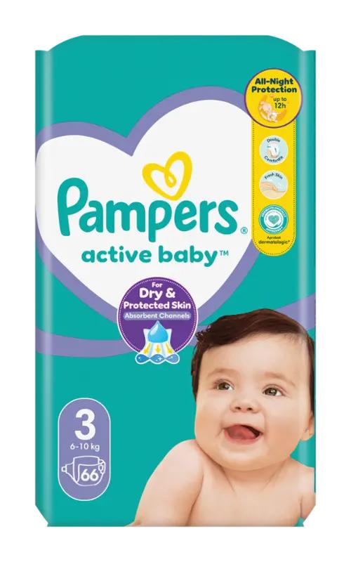 Pampers Plenky Active Baby 6 - 10 kg, vel. 3, 66 ks