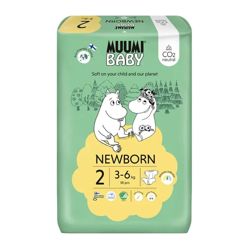 Muumi Eko plenky Newborn 3-6 kg, vel. 2, 58 ks