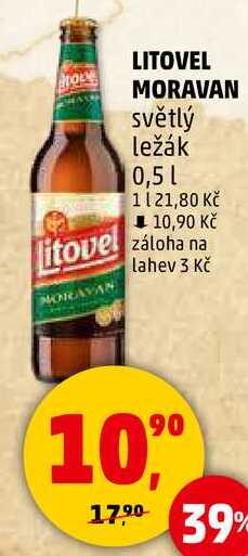 LITOVEL MORAVAN světlý ležák, 0,5 l