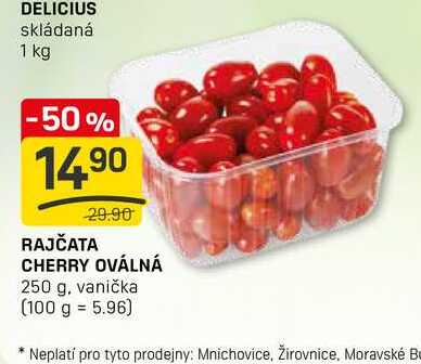 RAJČATA CHERRY OVÁLNÁ 250 g, vanička