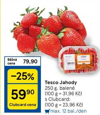 Tesco Jahody, 250 g, balené