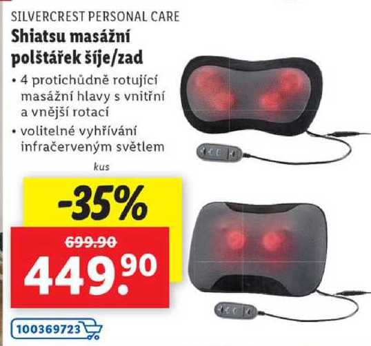 Shiatsu masážní polštářek šíje/zad 