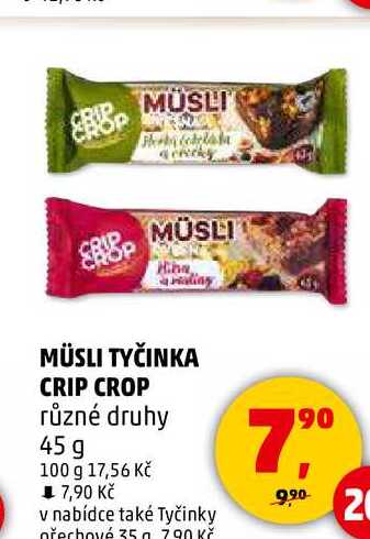 MÜSLI TYČINKA CRIP CROP různé druhy, 45 g 