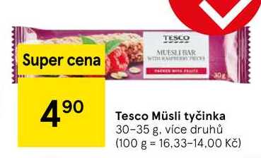 Tesco Müsli tyčinka, 30-35 g, více druhů 