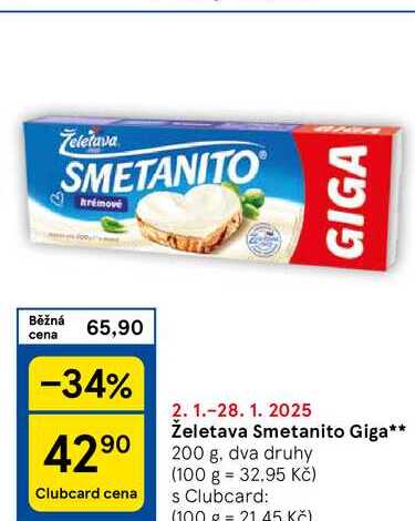 Želetava Smetanito Giga, 200 g, dva druhy