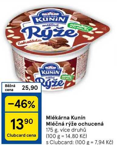 Mlékárna Kunín Mléčná rýže ochucená, 175 g, více druhů